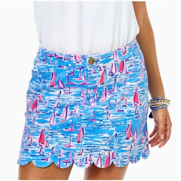 Lilly Pulitzer Pants - Lilly Pulitzer Colette Skort Zanzibar Blue Boatylicious Scalloped Skort